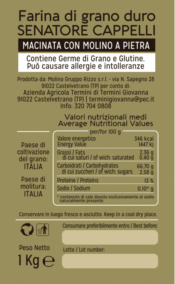 Antichi Grani TERMINI - prodotti da forno a Castelvetrano - Farina di grano duro SENATORE CAPPELLI